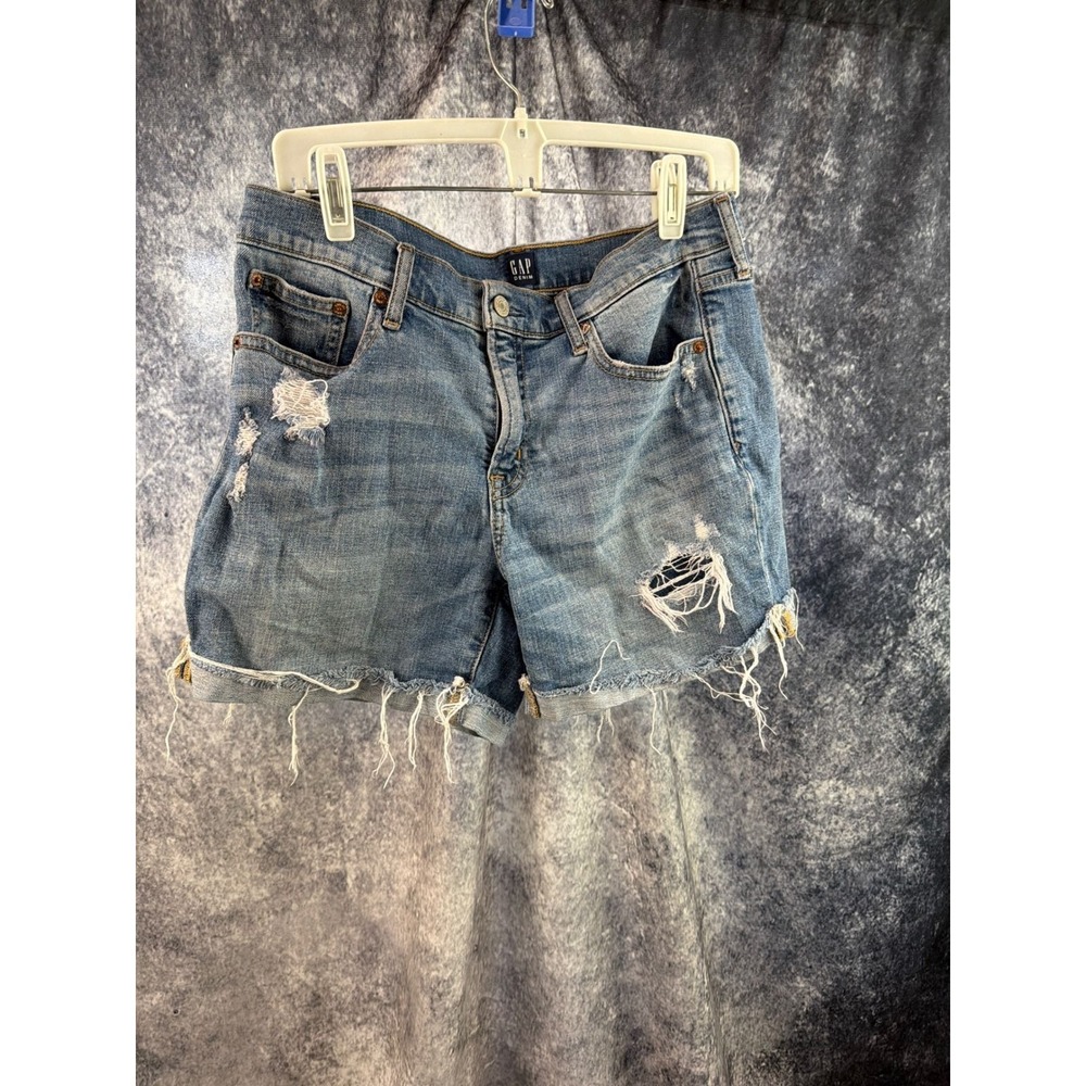 Gap Denim Womens 8/29 5 Inch Short Distressed Medium Wash Raw Hem Jean Shorts